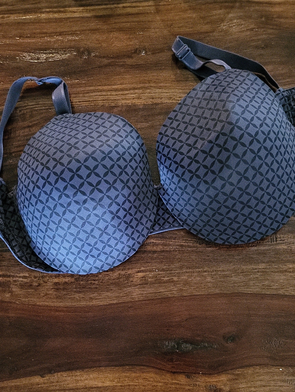 Warner's Blue Geometric Underwire Bra